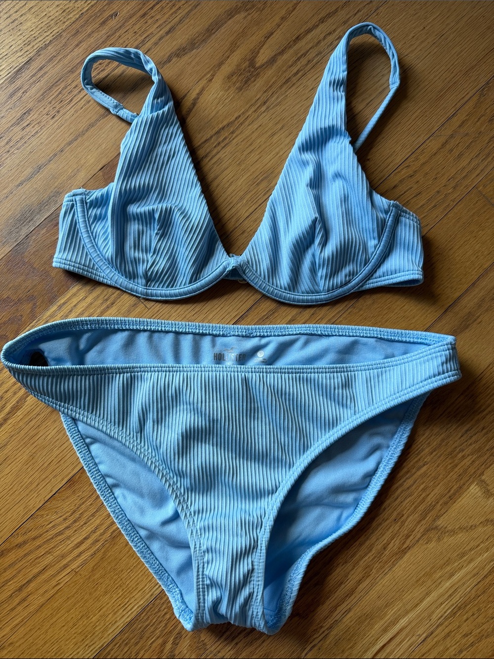 Hollister Light Blue Ribbed Two-Piece Bikini